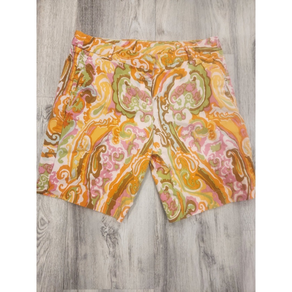 J.Crew Shorts Women Sz 8 Multicolor Patterned Abstract Design Pink Orange Yellow
